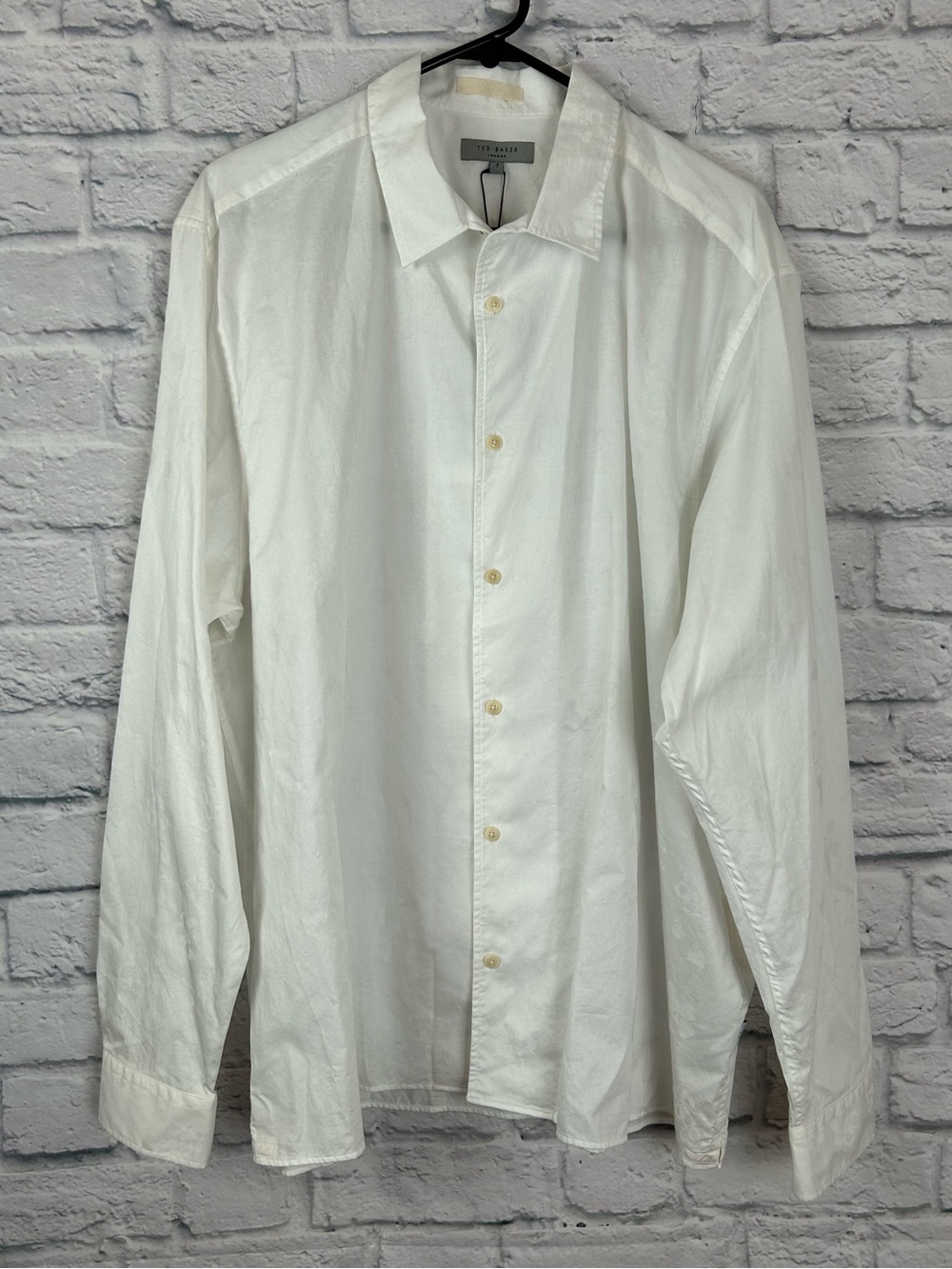 Ted Baker Men’s 3XL White Floral Jacquard Long Sleeve Button Up Shirt NWT